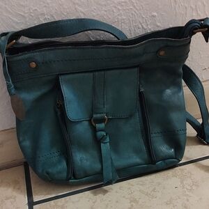 Born Teal Women's Leather Shoulder Bag -